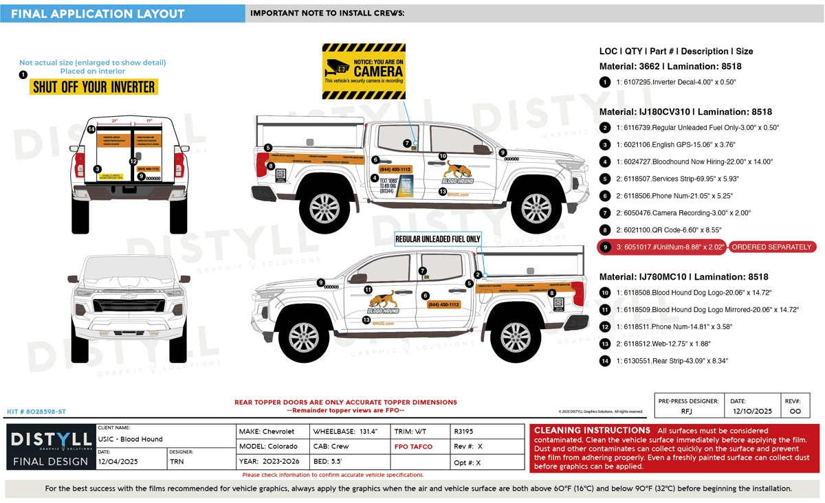 Blood Hound, Chevy, Colorado, WT, Crew Cab, 5ft Bed, 131WB, 2026, Tafco Walk In Topper
