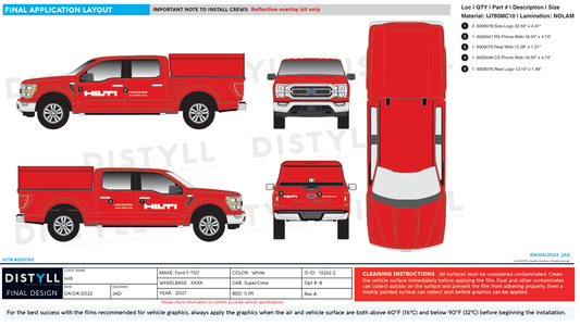 Hilti, Ford F150, Super Crew Cab, 5ft 5in Bed, ARE Cap, 2021, Reflective Overlay