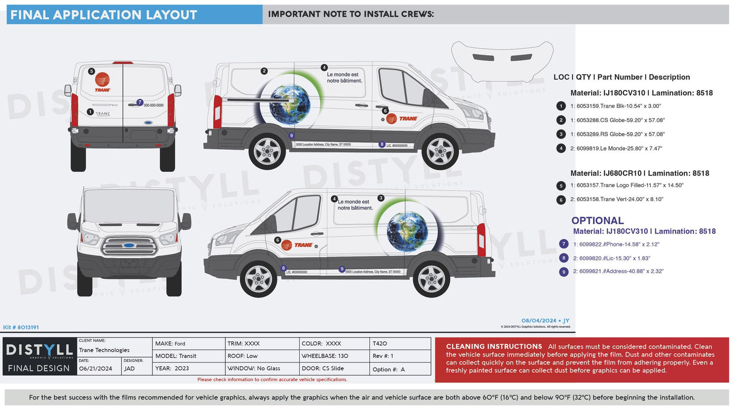 TRANE, Canada, French, Ford, Transit, LR, 130WB, NG