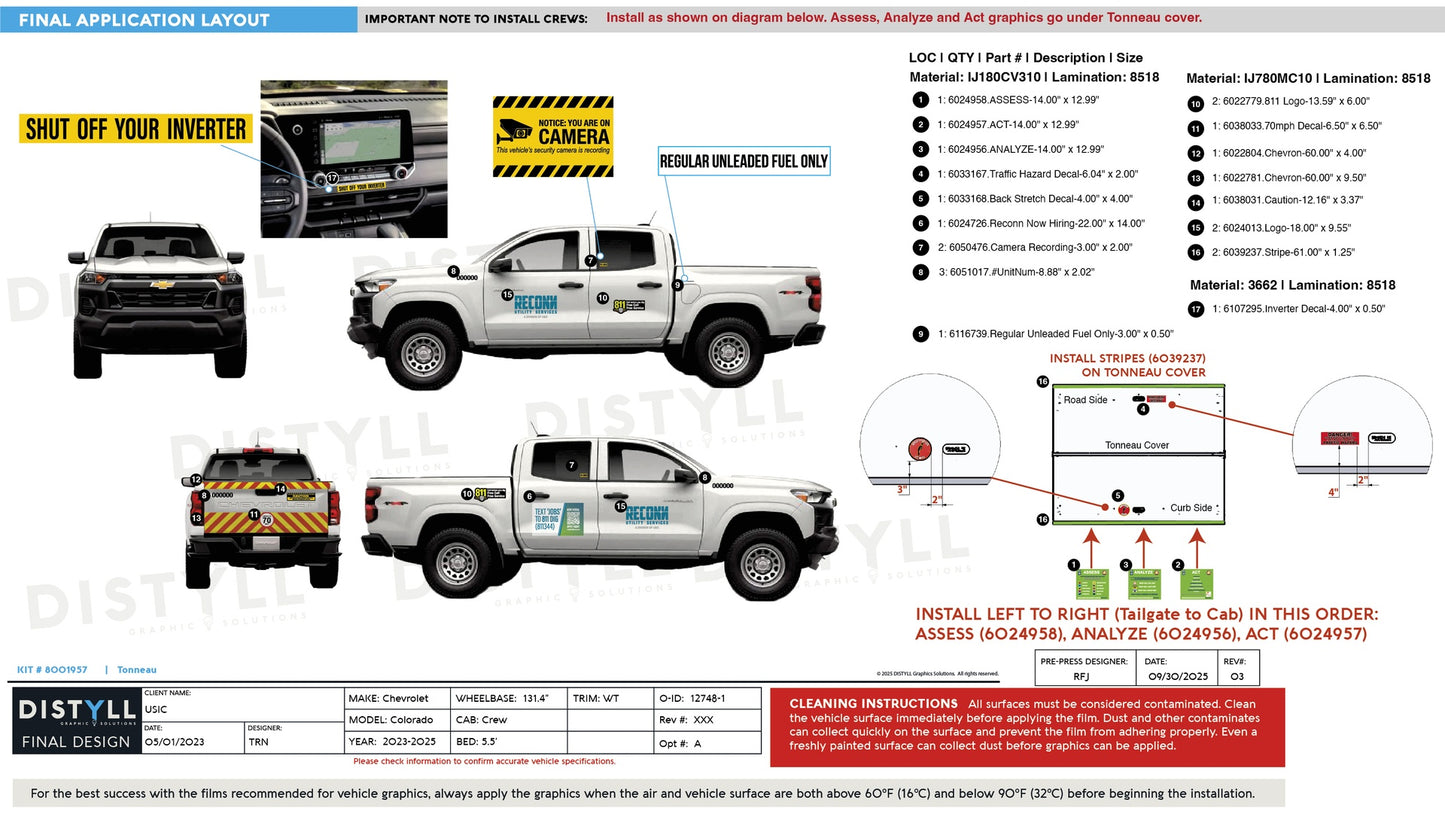 USIC, Reconn, Chevrolet Colorado, WB 131_4, Crew Cab, 5ft 5 in Bed, 2023 Kit