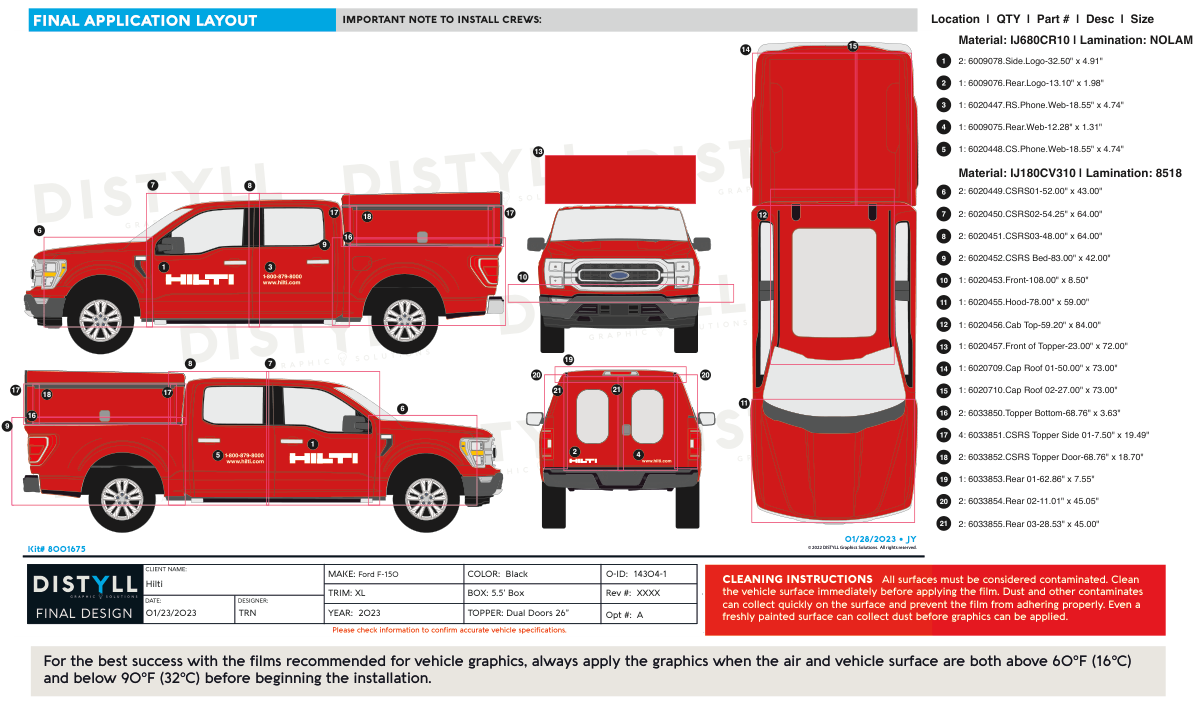 Hilti, Ford F150, Crew Cab, 5ft5in Bed, Rear Dual Door 26in, 2023, Topper only K