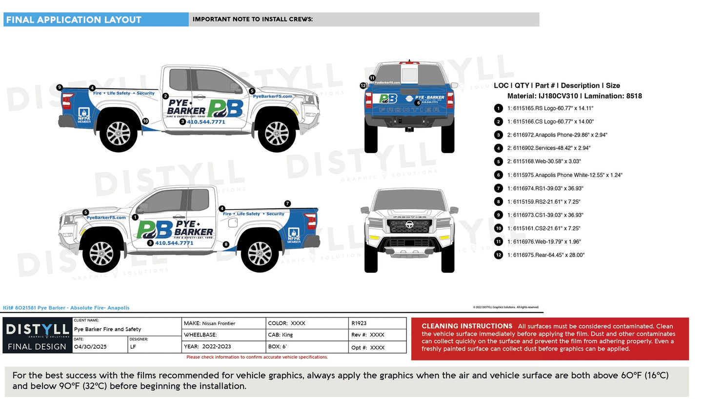 Pye-Barker - Justice Fire & Safety - Nissan, Frontier, All Trim Levels, King Cab, 6ft, 126WB, 2022_R1923