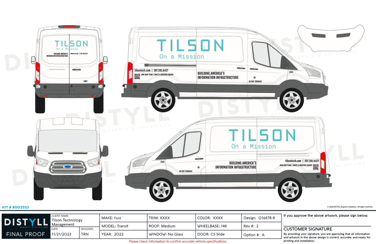 Tilson, Ford, Transit, 2022, MR, NG, 148WB, CS SLide, Spots